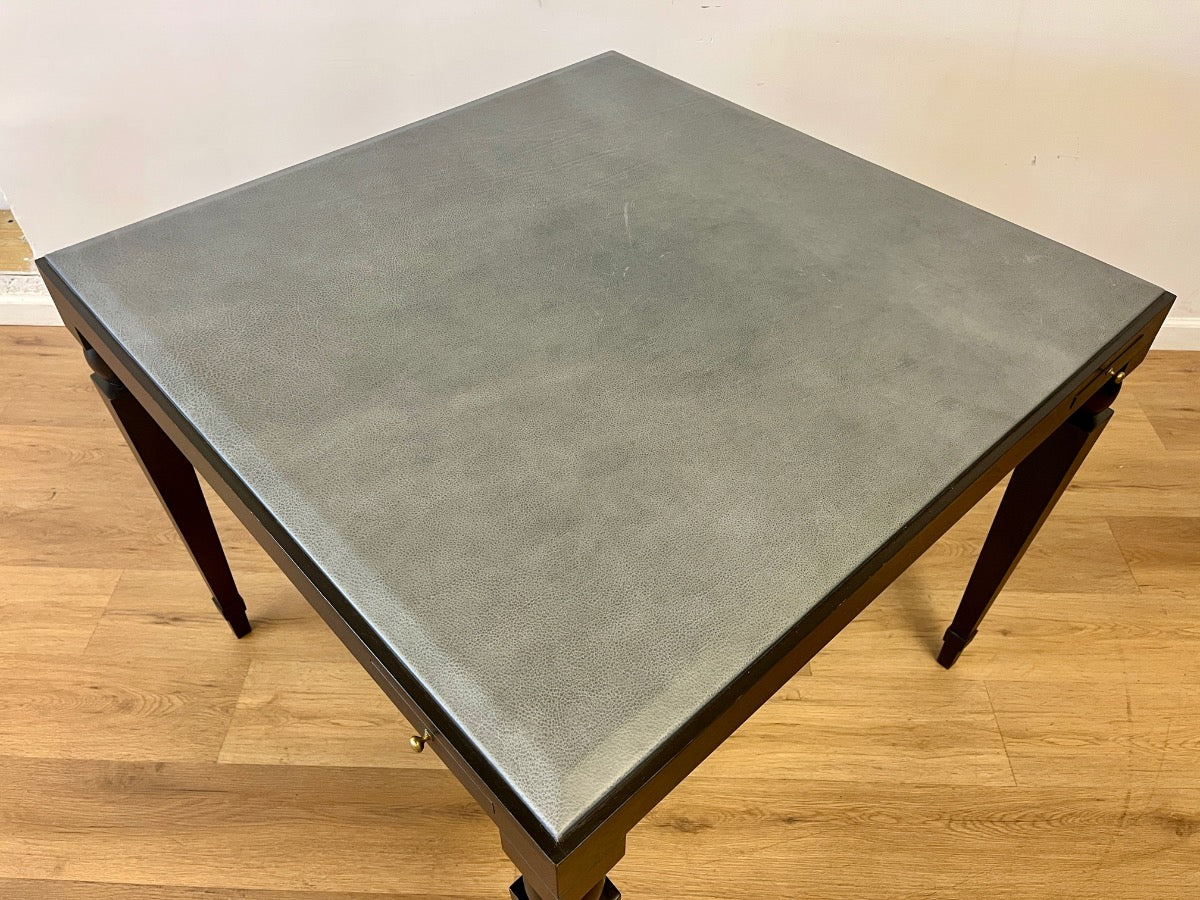 Leather Topped Game Table with Concealed Drink Slides