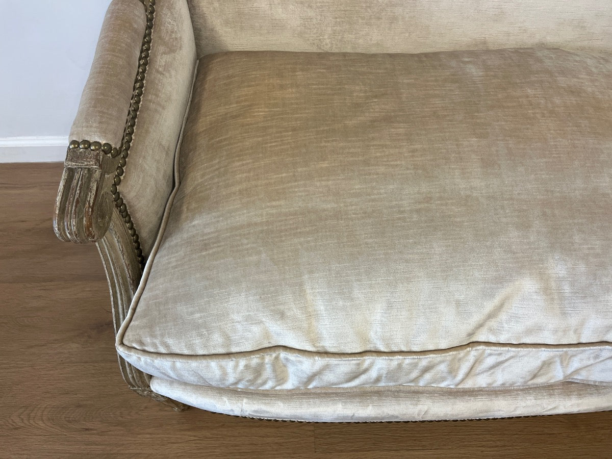 Vintage Louis XVI Style Marquise Settee with Nailhead Detail
