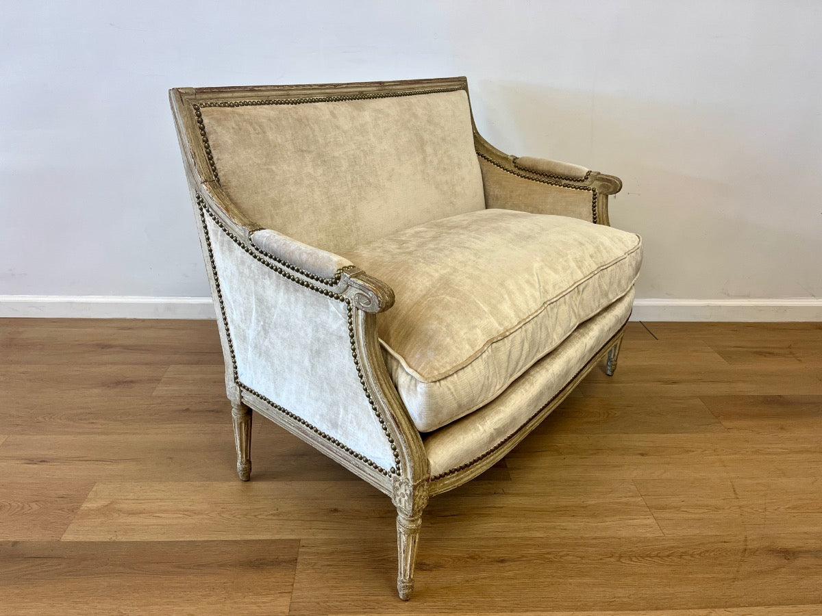 Vintage Louis XVI Style Marquise Settee with Nailhead Detail