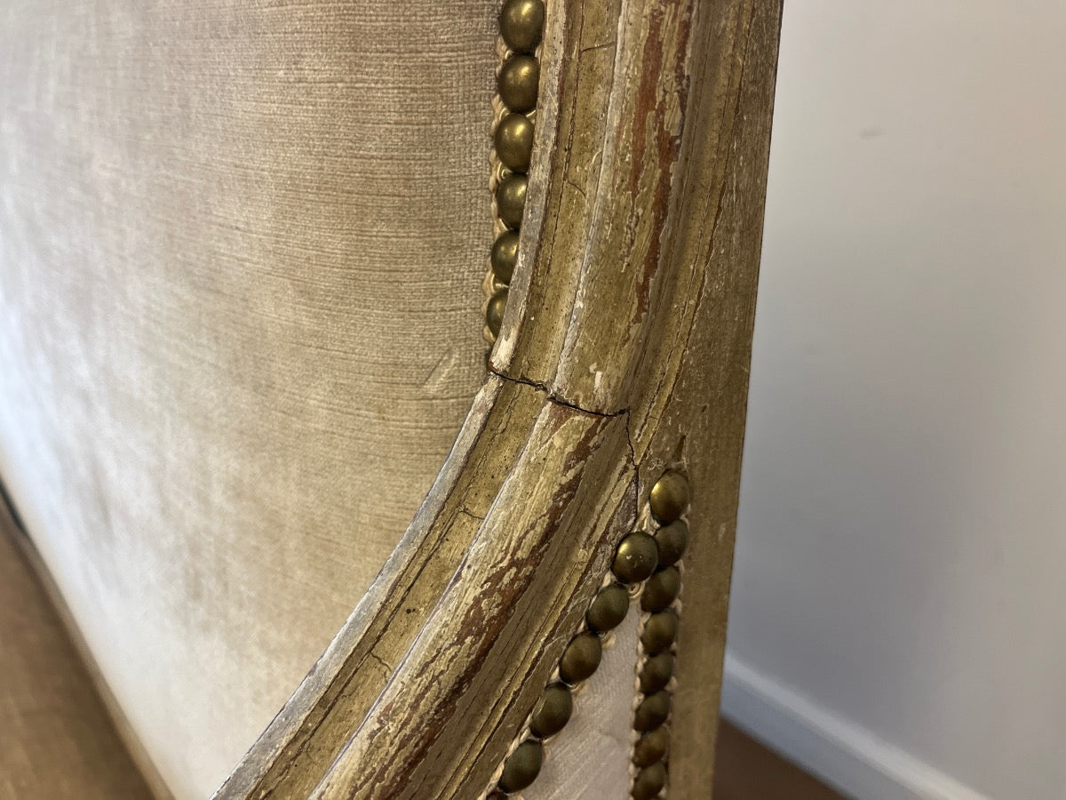 Vintage Louis XVI Style Marquise Settee with Nailhead Detail