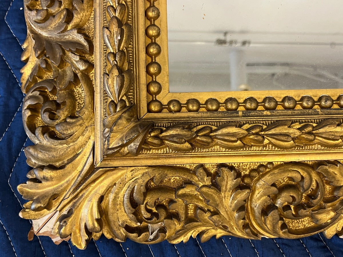 Antique French Napoleon III Ornate Gilt Wall Mirror