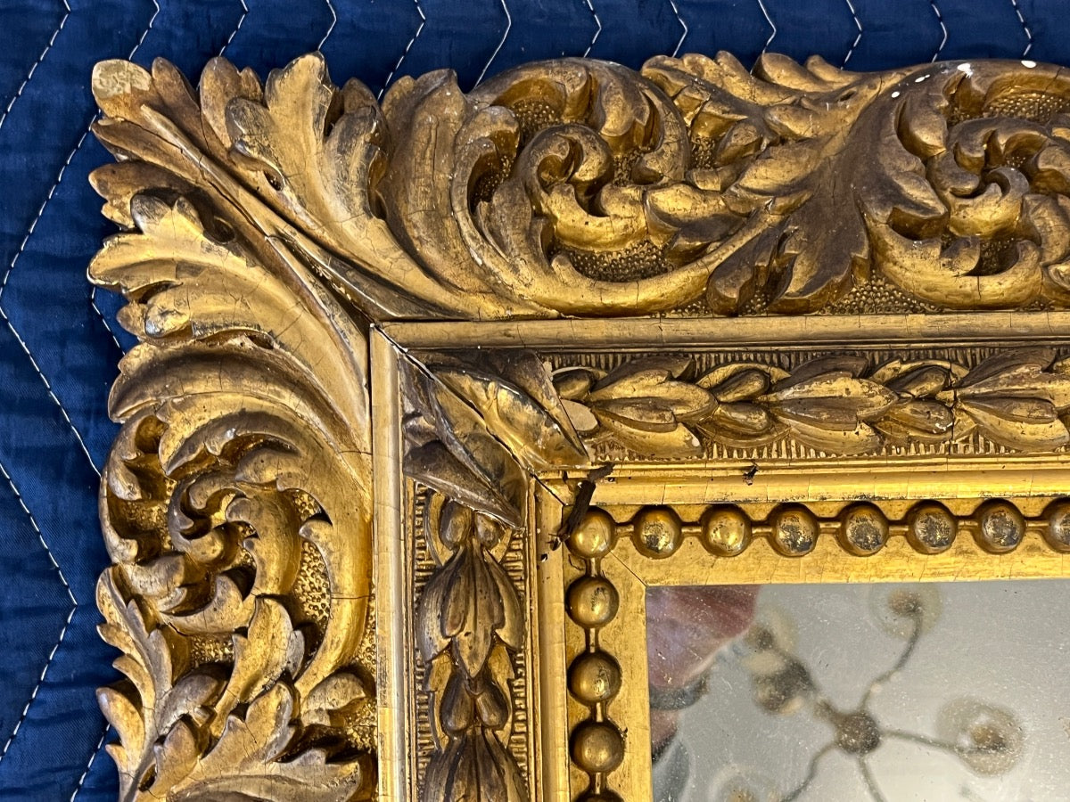 Antique French Napoleon III Ornate Gilt Wall Mirror