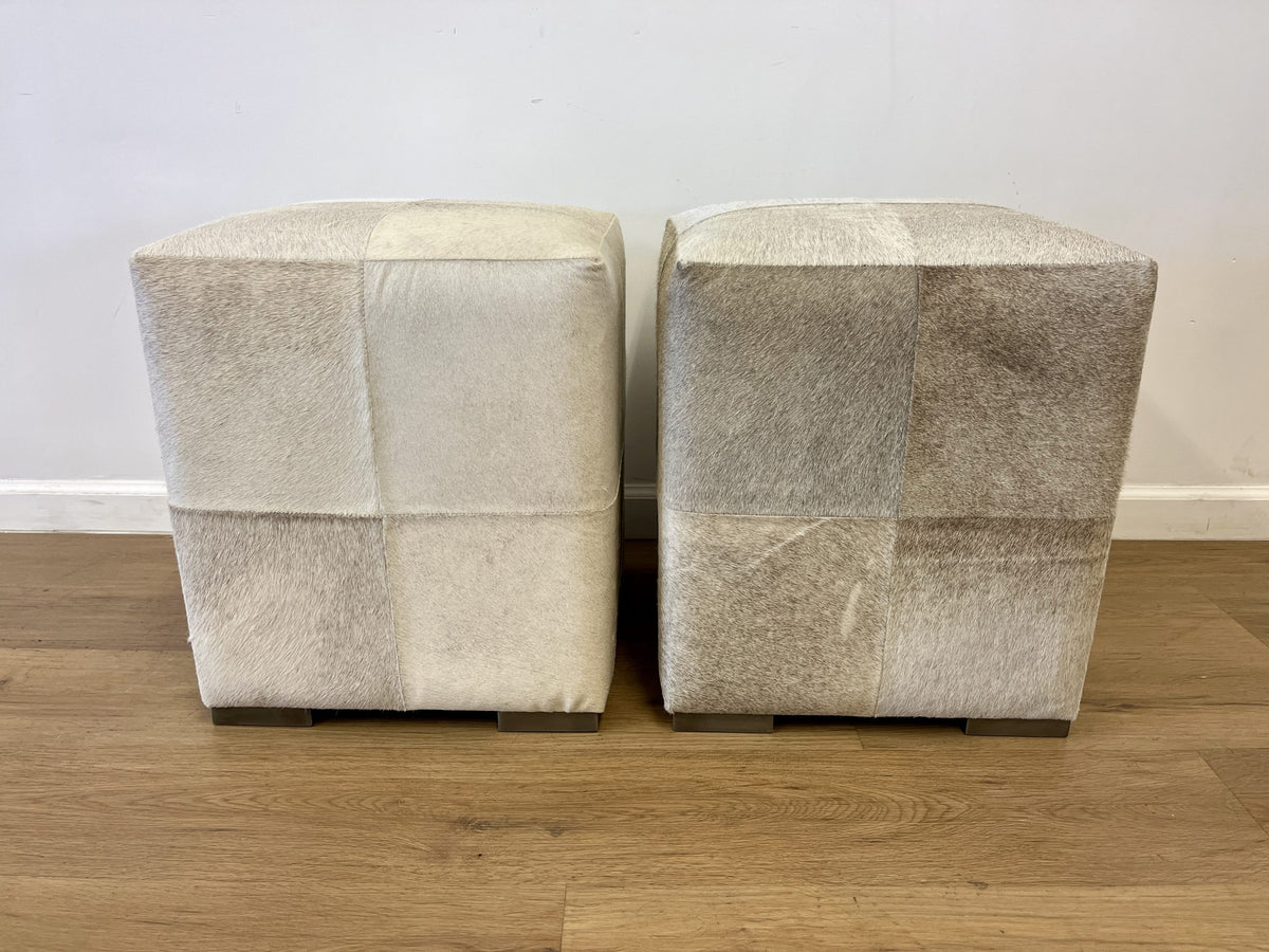 Made Goods Essex Stools, Grey Hide on Hide, Pair