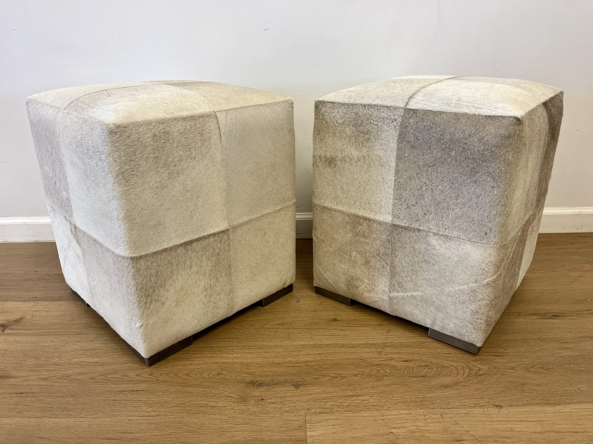 Made Goods Essex Stools, Grey Hide on Hide, Pair