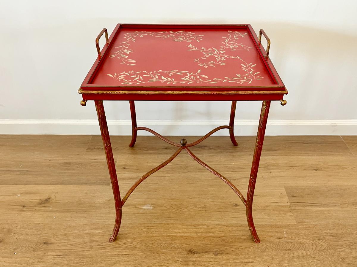 Red Chinoiserie Tray Top Table