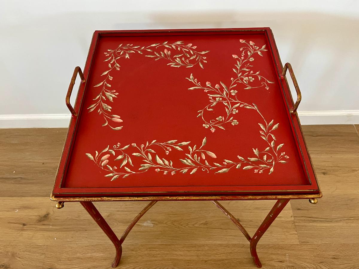 Red Chinoiserie Tray Top Table