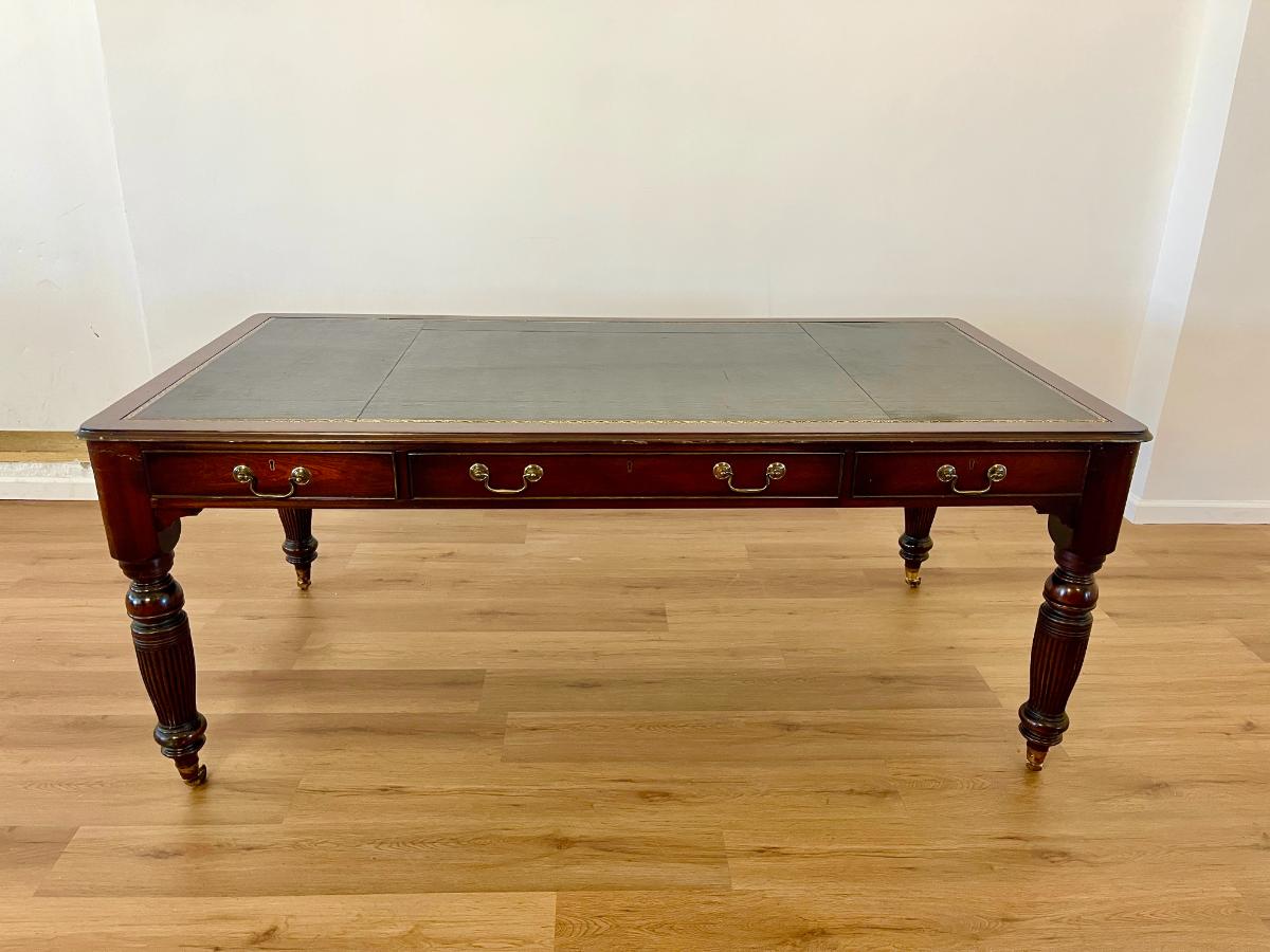 Antique William IV Style Mahogany Writing Table with Inset Leather Top