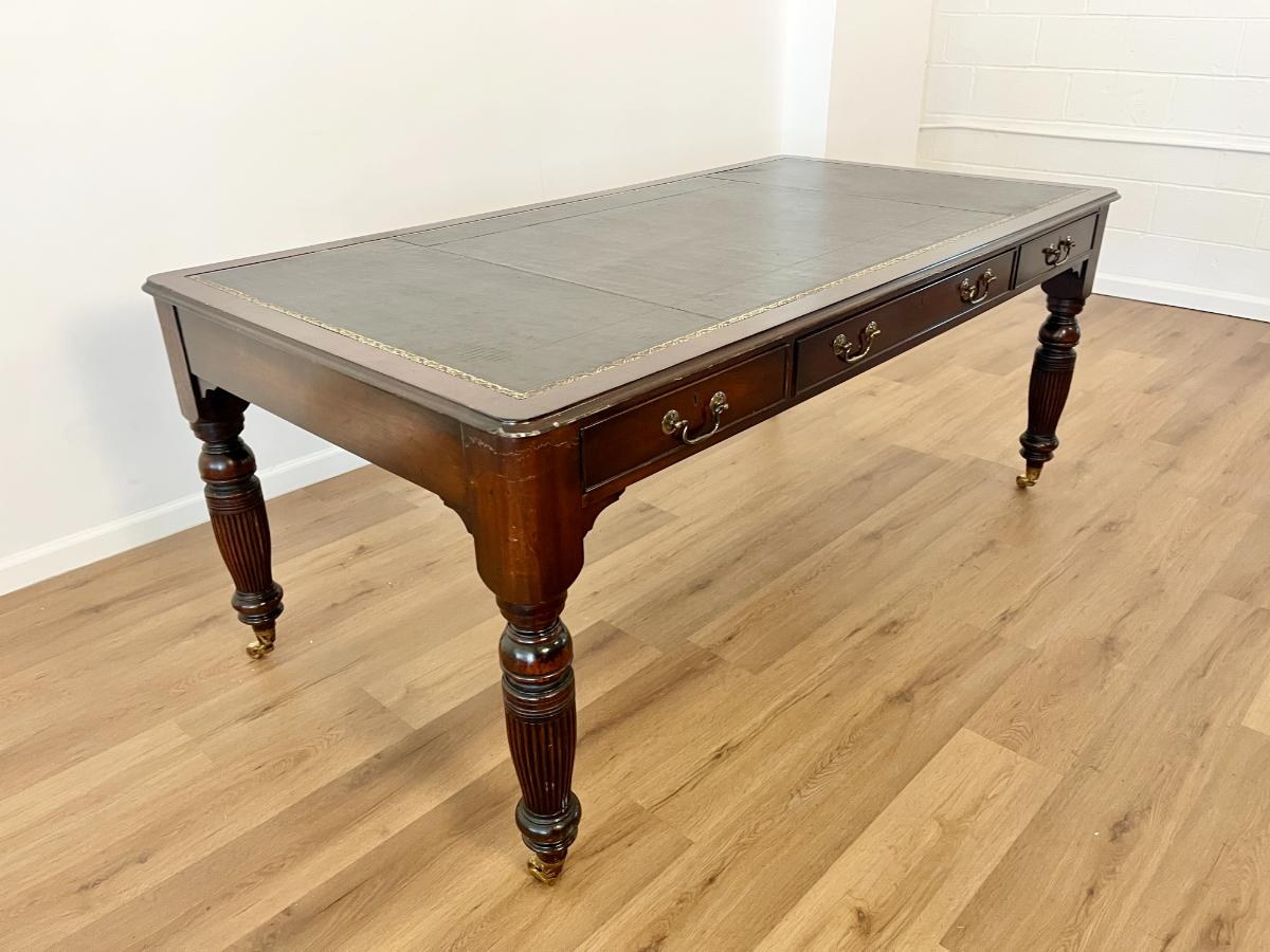Antique William IV Style Mahogany Writing Table with Inset Leather Top