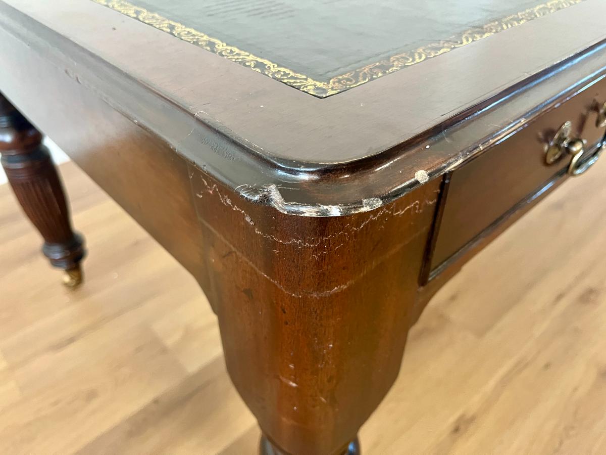 Antique William IV Style Mahogany Writing Table with Inset Leather Top