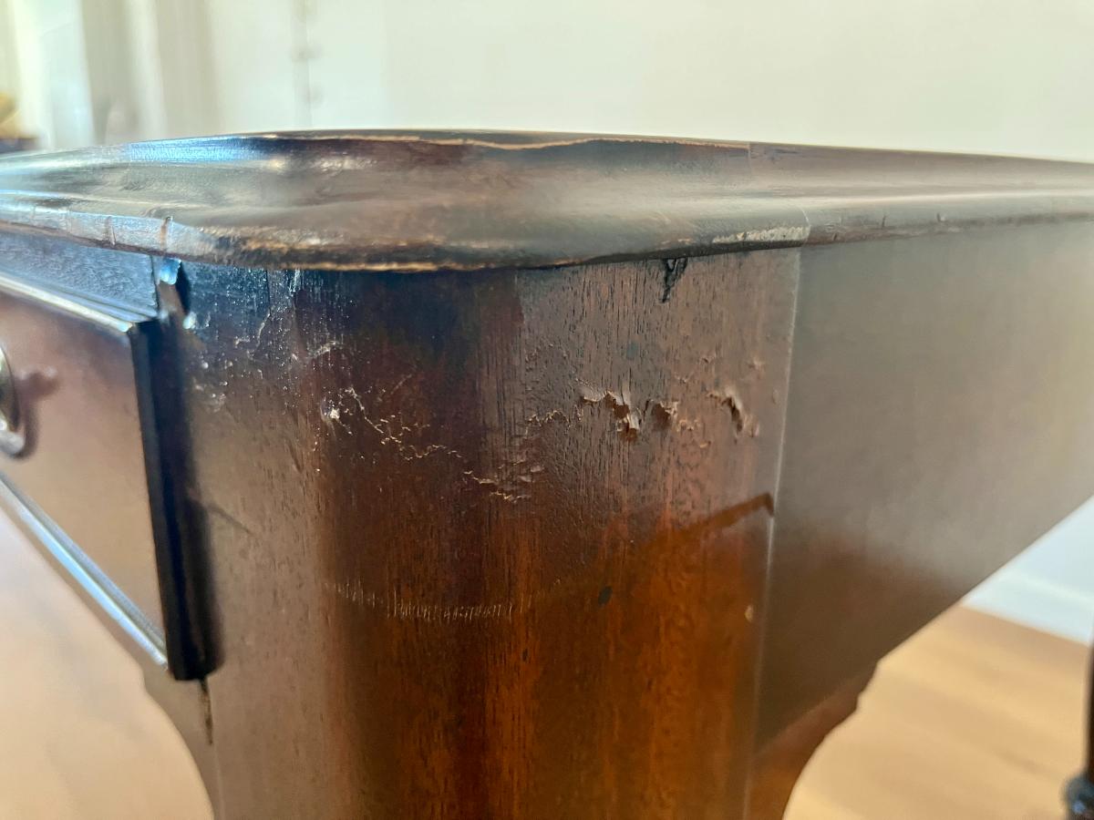 Antique William IV Style Mahogany Writing Table with Inset Leather Top