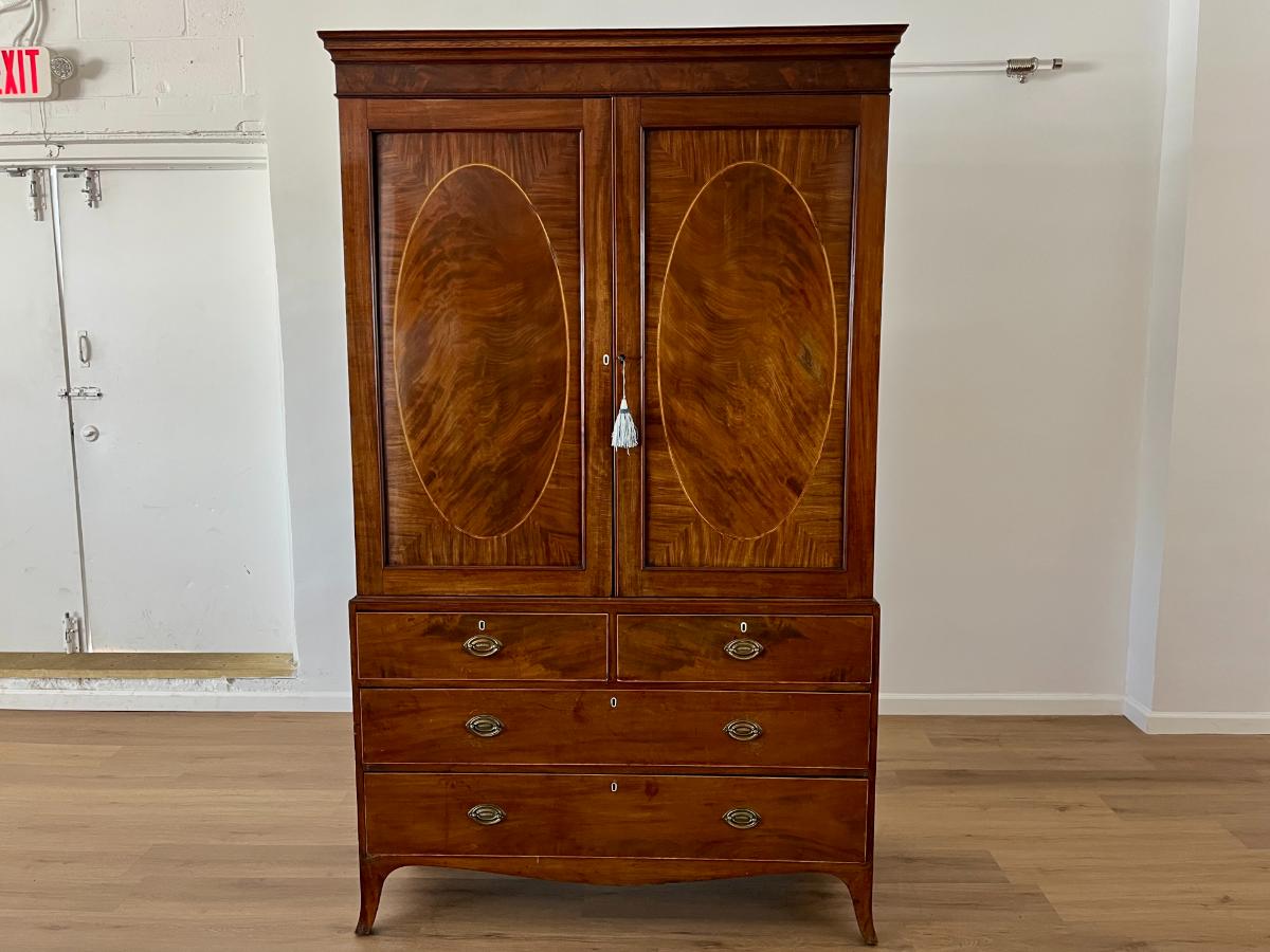 Antique George III Mahogany Linen Press