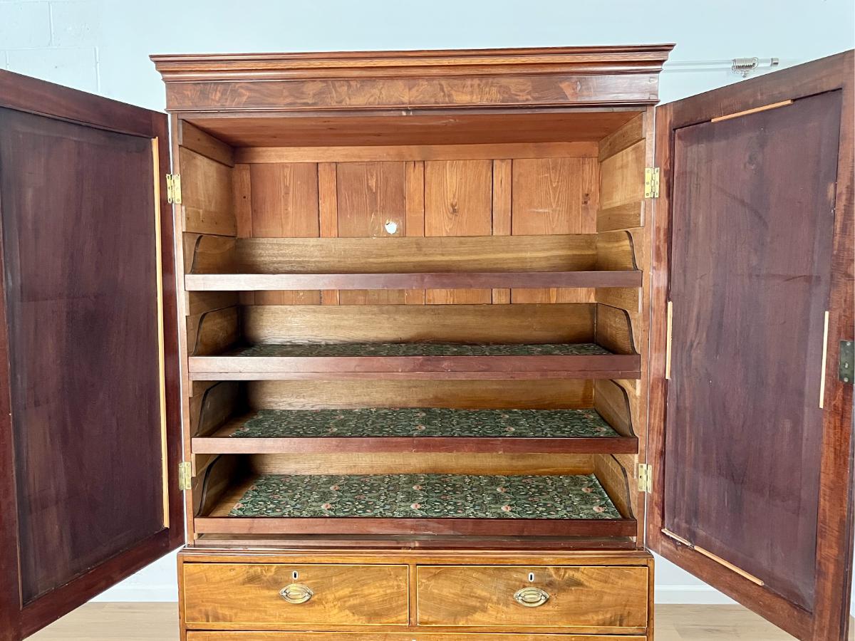Antique George III Mahogany Linen Press