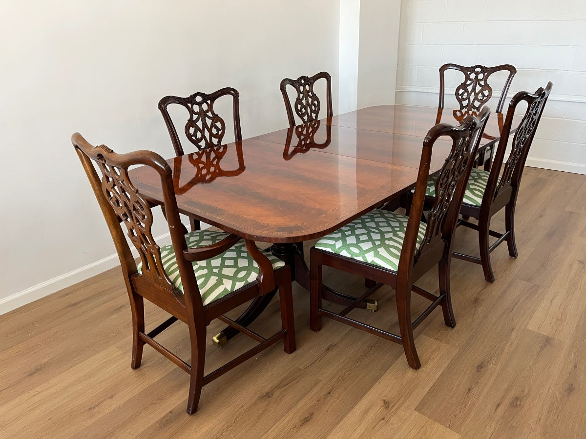 Hickory Chair Double Pedestal Mahogany Dining Table
