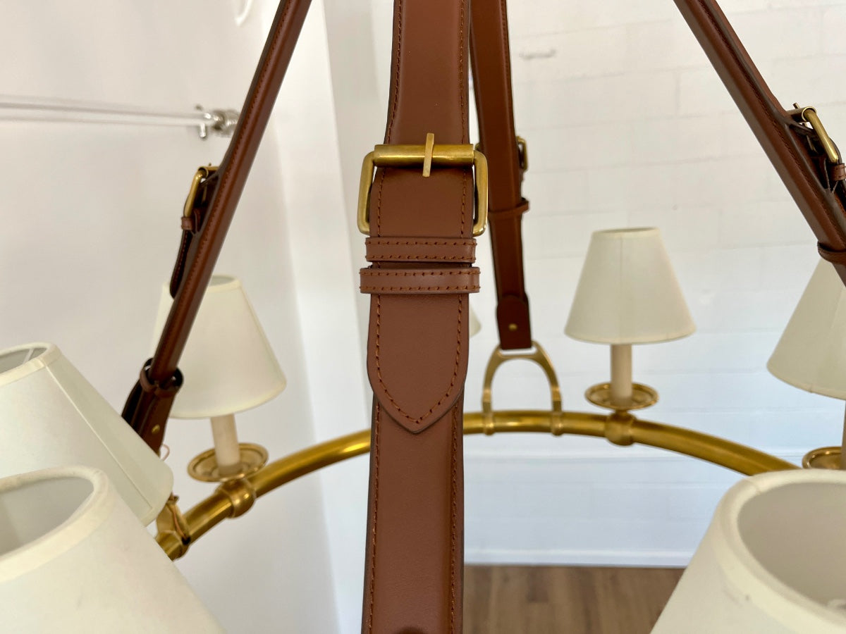 Ralph Lauren Brass and Saddle Westbury Chandelier