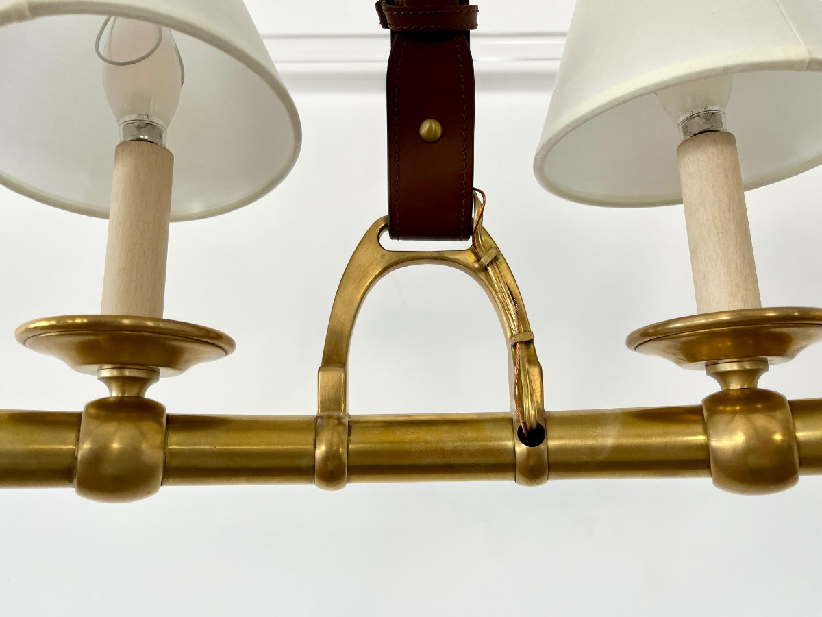 Ralph Lauren Brass and Saddle Westbury Chandelier