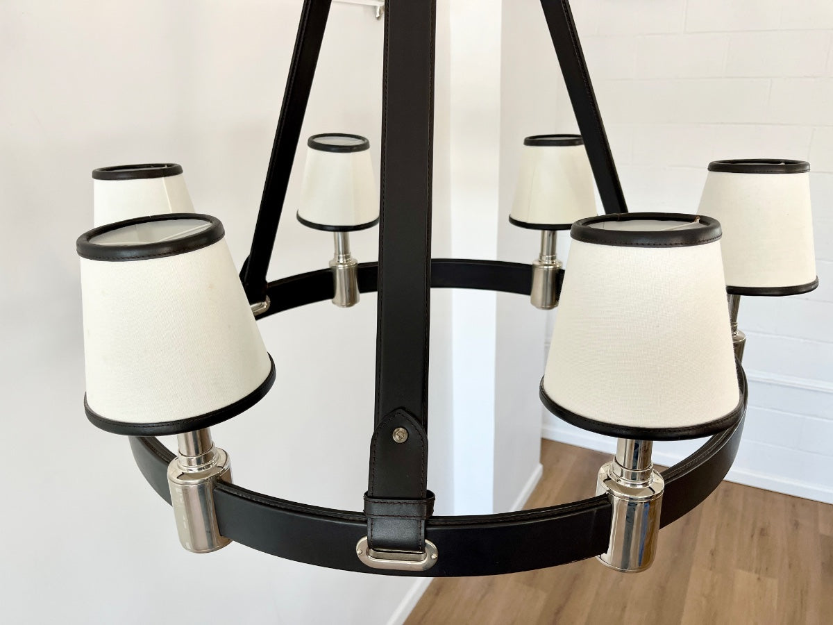 Ralph Lauren Black and Chrome Riley Chandelier