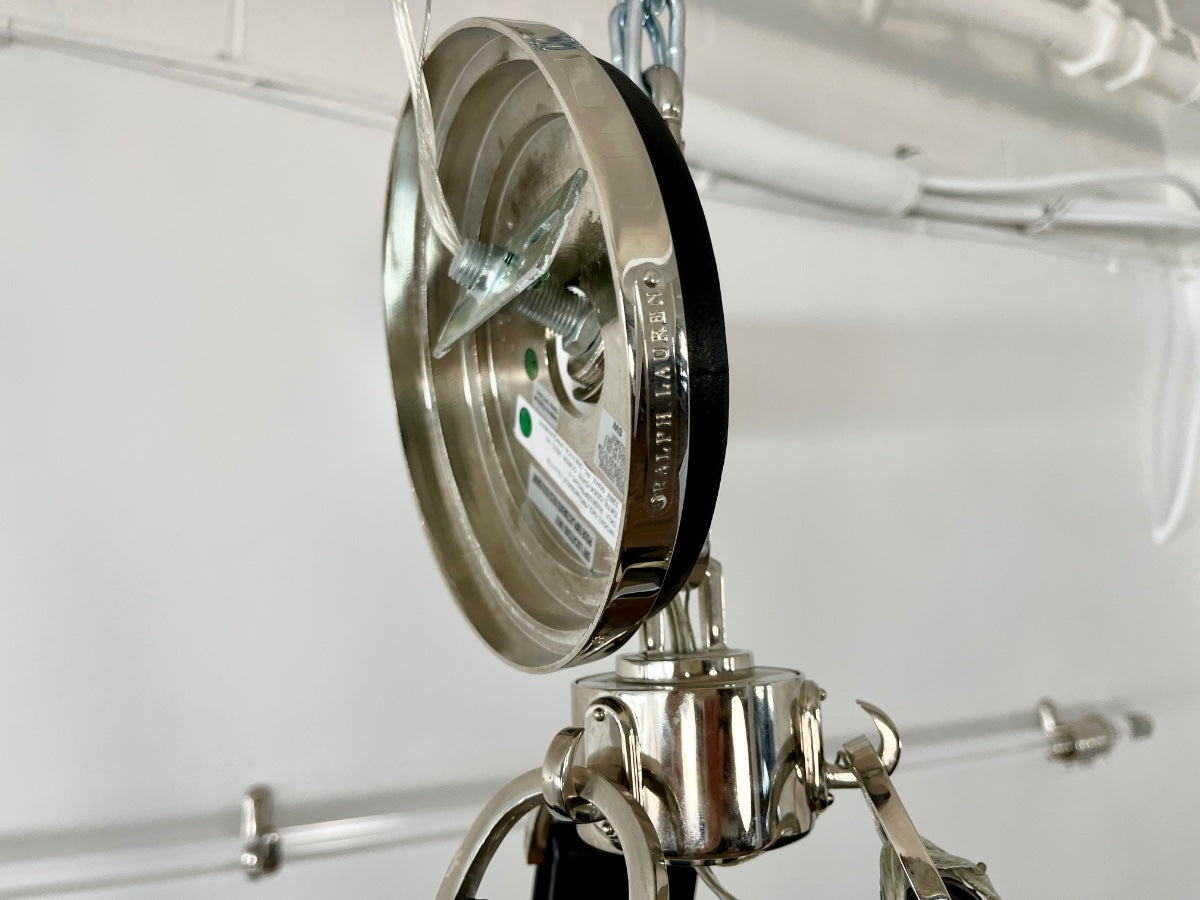 Ralph Lauren Black and Chrome Riley Chandelier