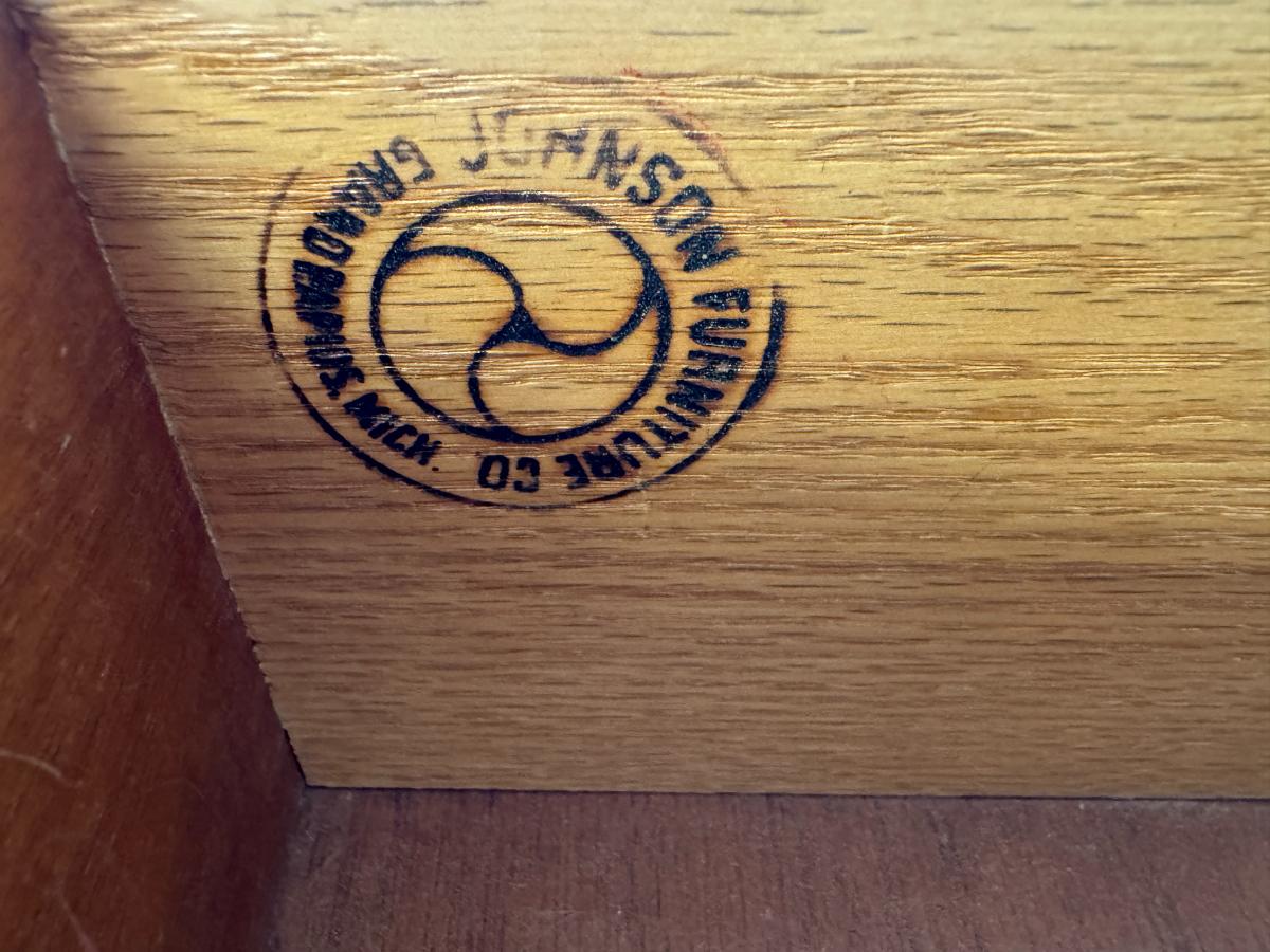 Paul Frankl for Johnson Furniture Cerused Oak & Mahogany Double Dresser
