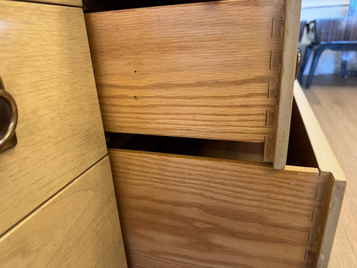 Paul Frankl for Johnson Furniture Cerused Oak & Mahogany Double Dresser