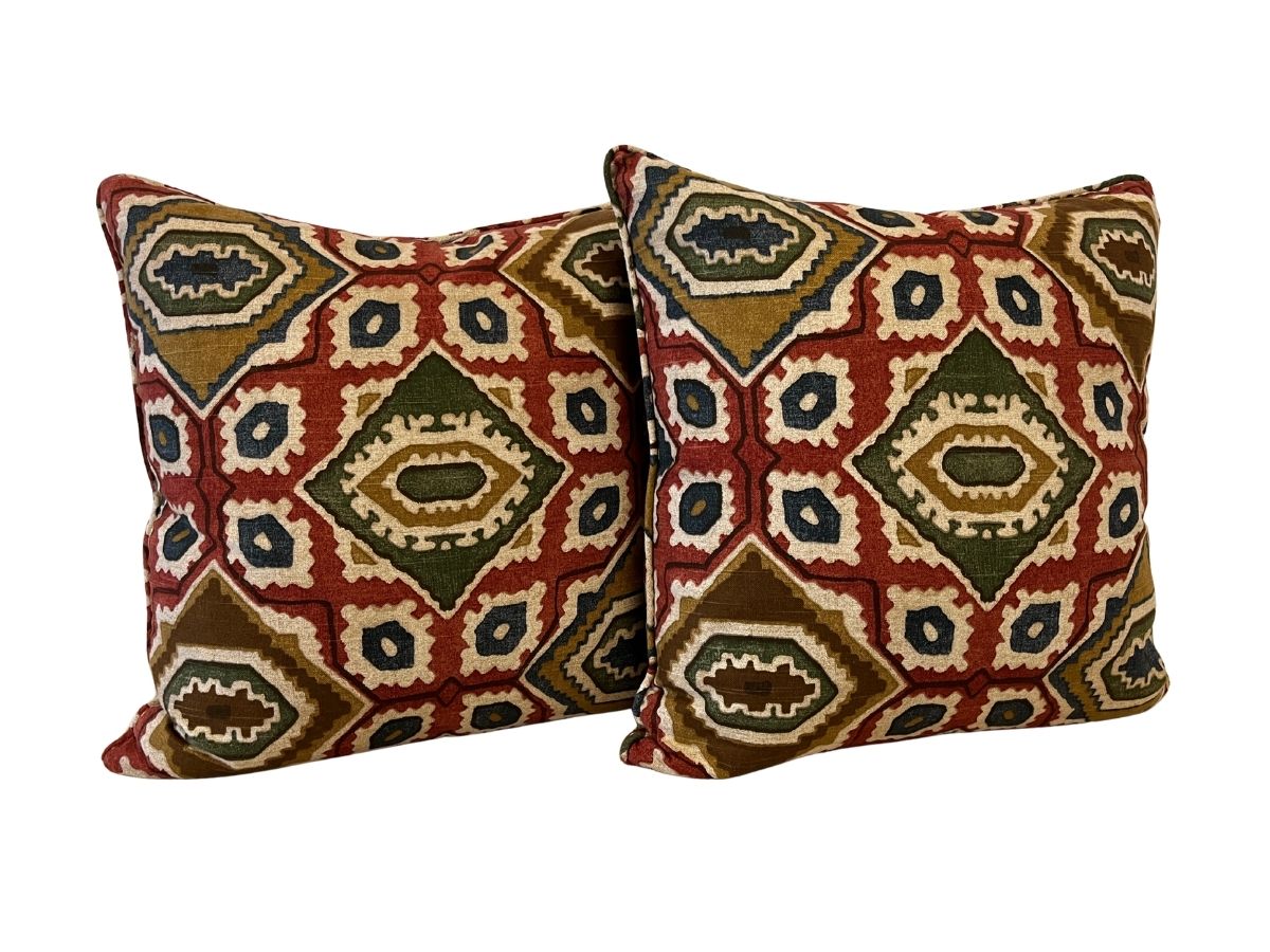 Red Ikat Pillows, Pair