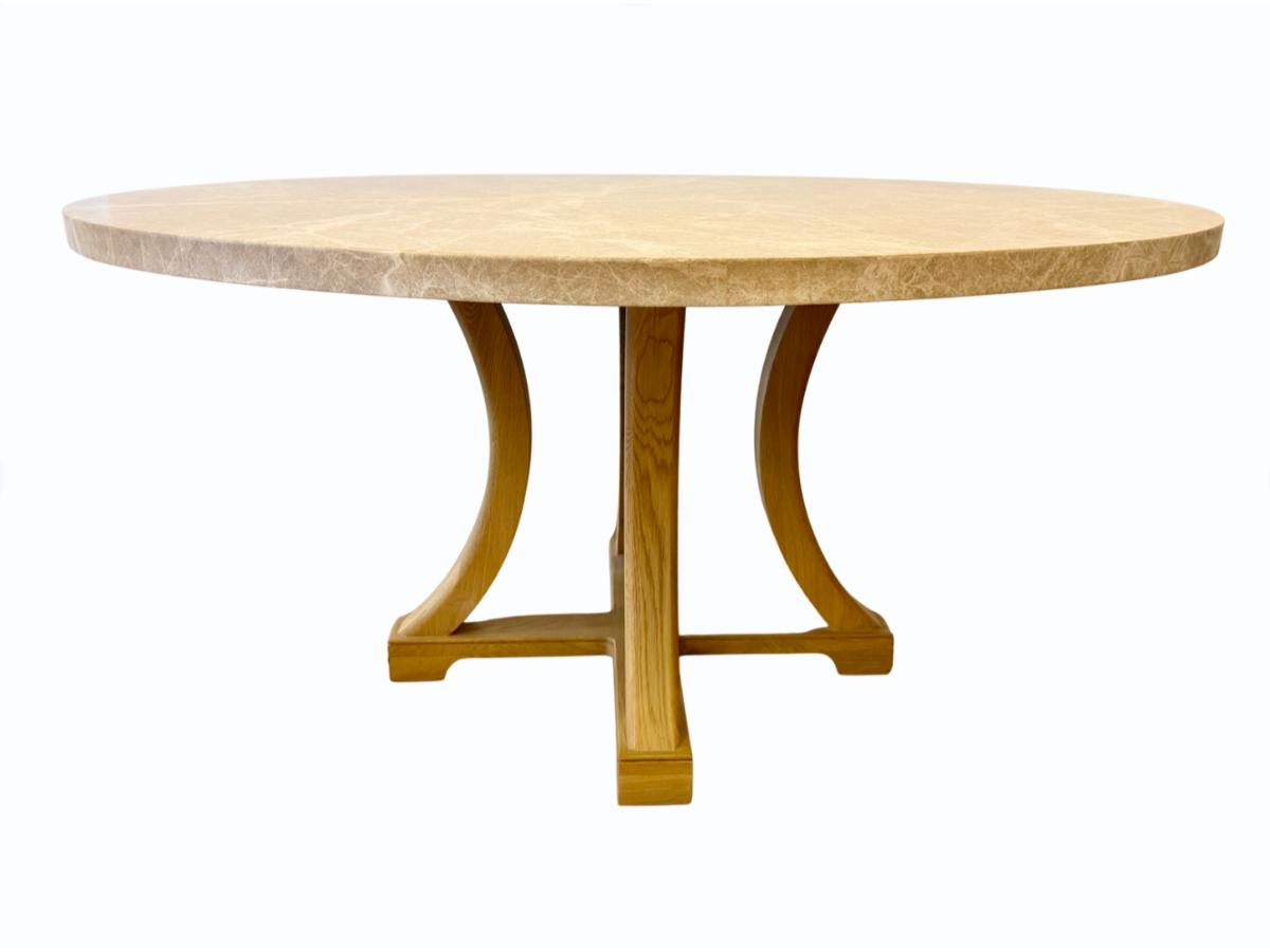 60in RH Genevieve Emperador Round Dining Table