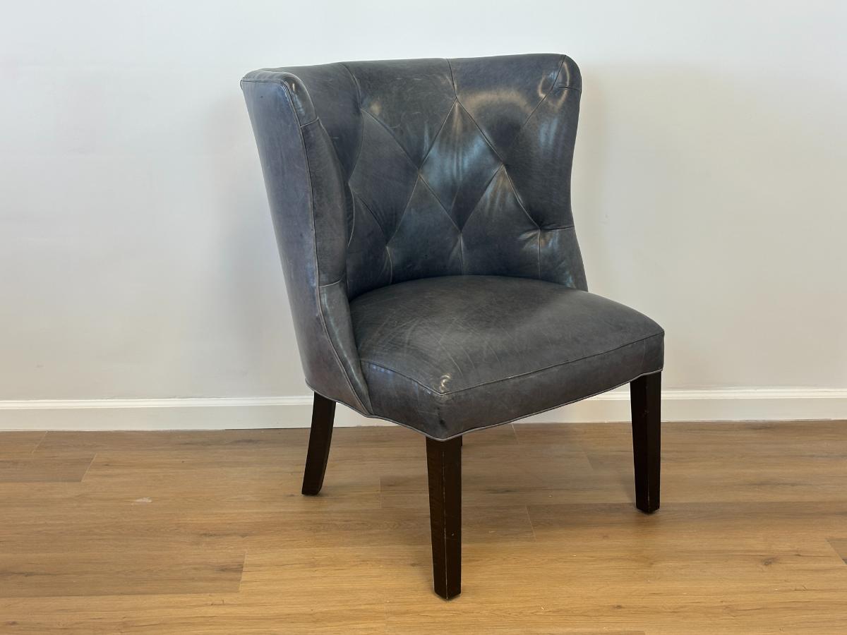 Tufted Grey Leather Chair