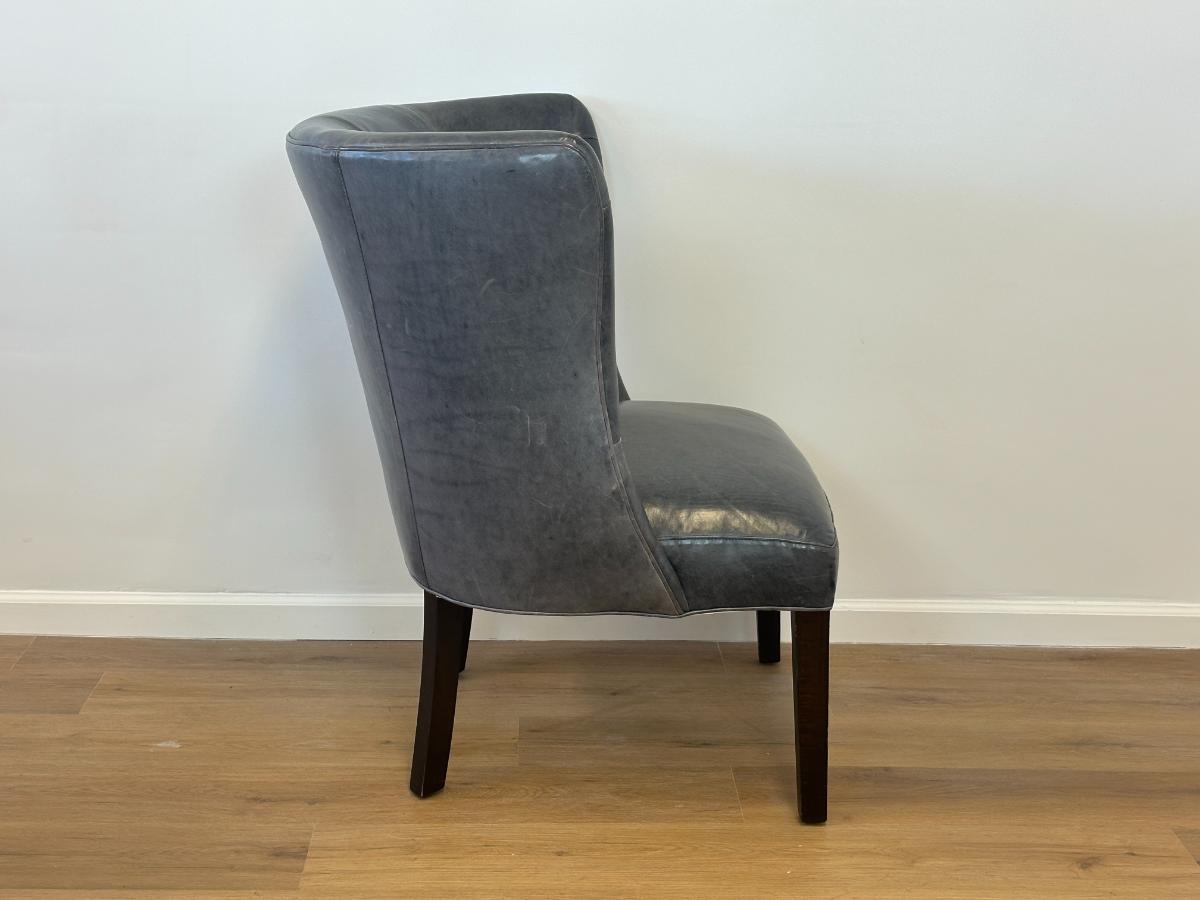 Tufted Grey Leather Chair