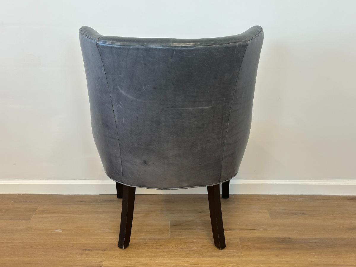 Tufted Grey Leather Chair