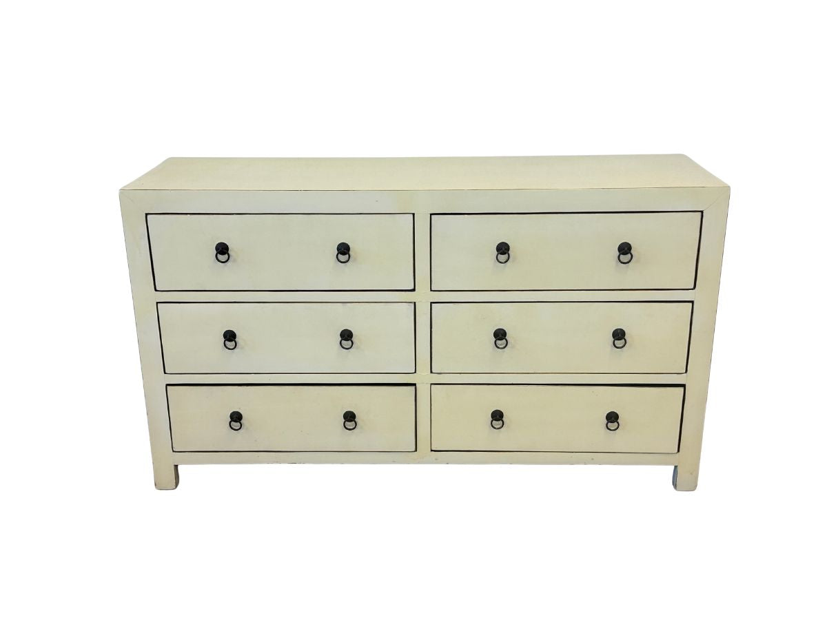 Asian Inspired Painted Six Drawer Dresser