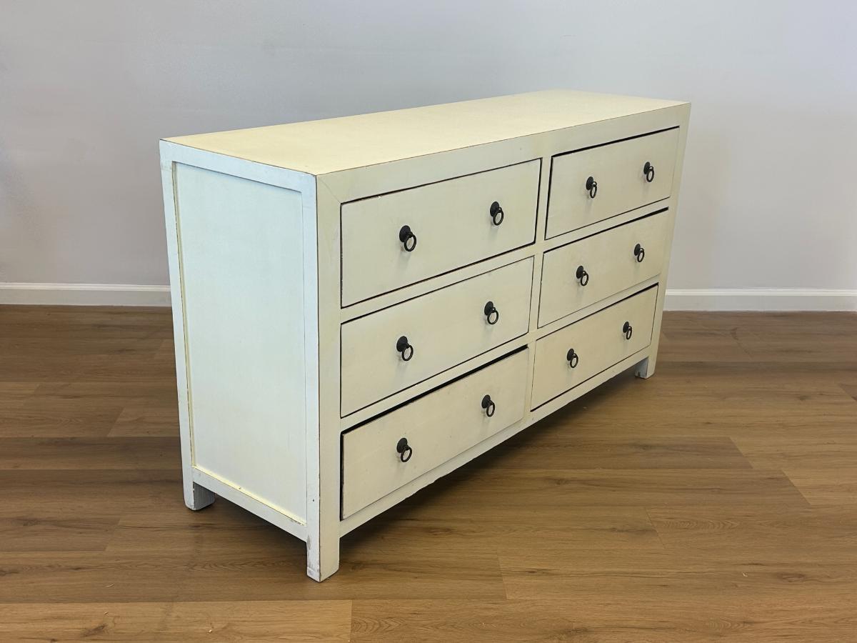Asian Inspired Painted Six Drawer Dresser