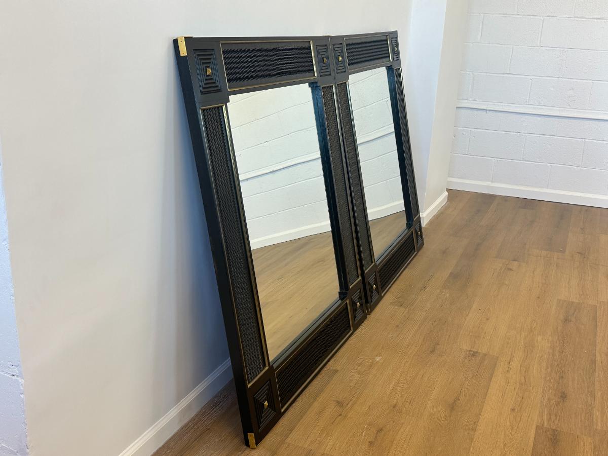 Vintage Ebonized Mirror with Brass Detail, 2 of 2