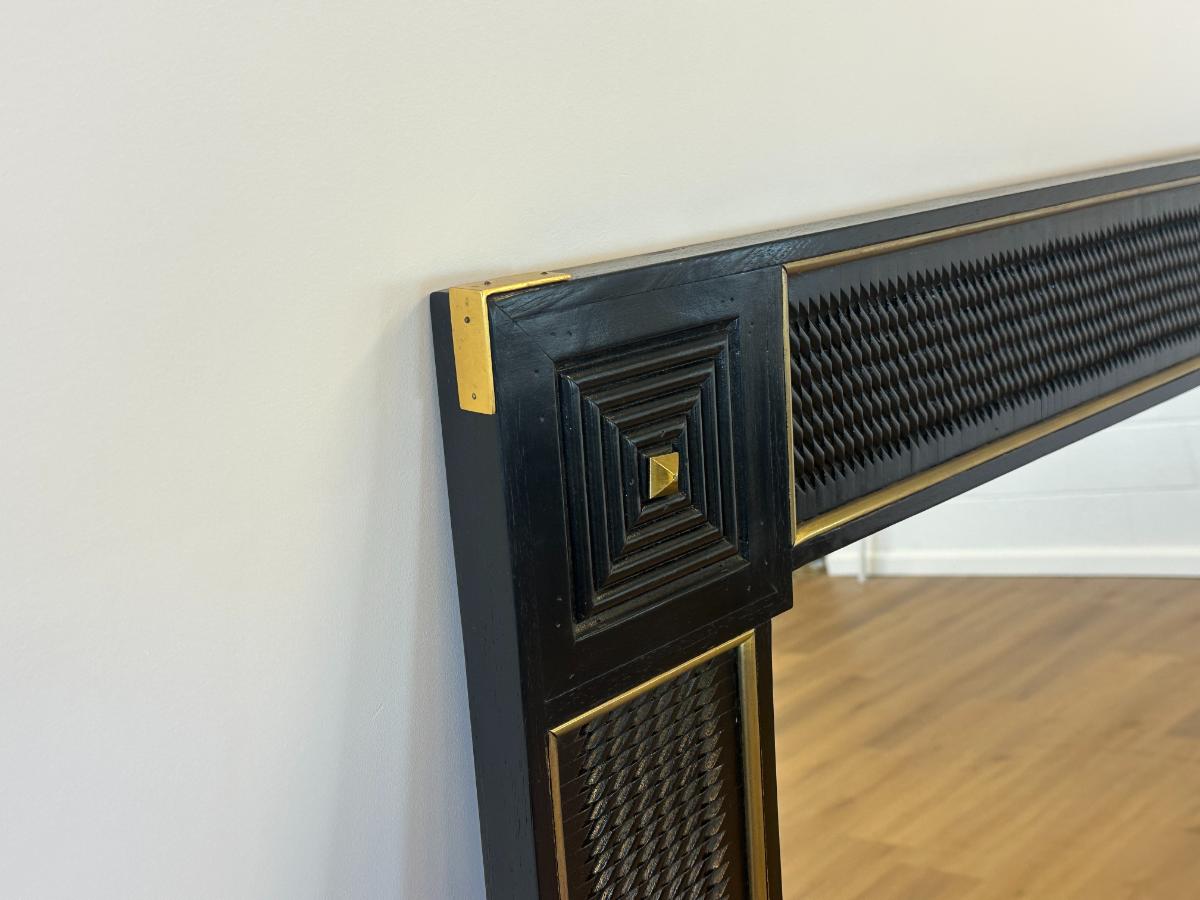 Vintage Ebonized Mirror with Brass Detail, 2 of 2