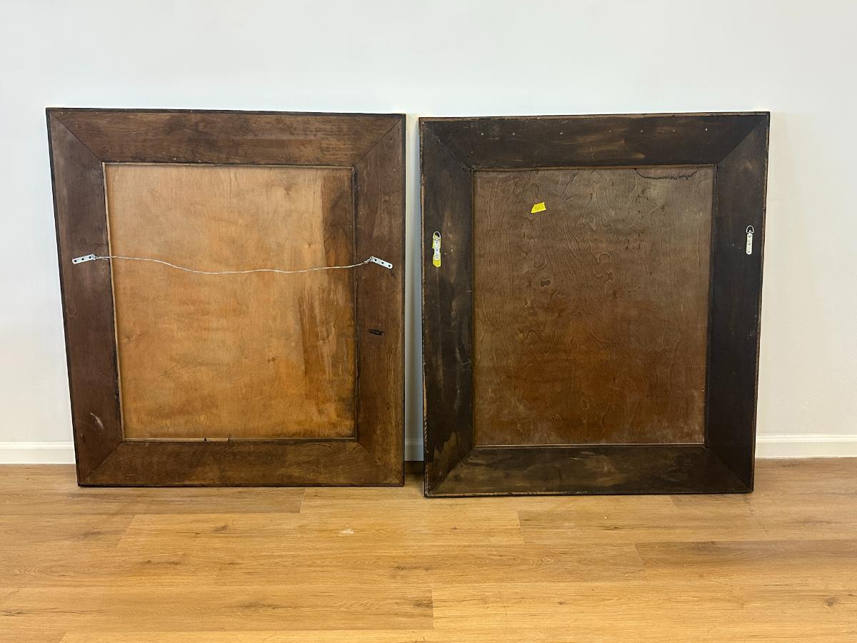 Vintage Ebonized Mirror with Brass Detail, 1 of 2