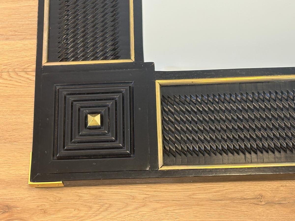 Vintage Ebonized Mirror with Brass Detail, 1 of 2