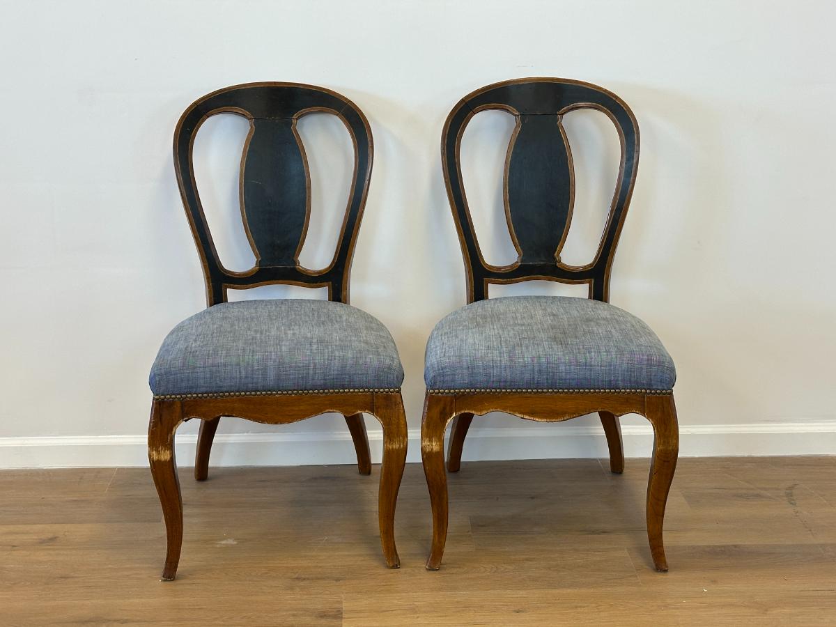 Vintage French Style Side Chairs, Pair