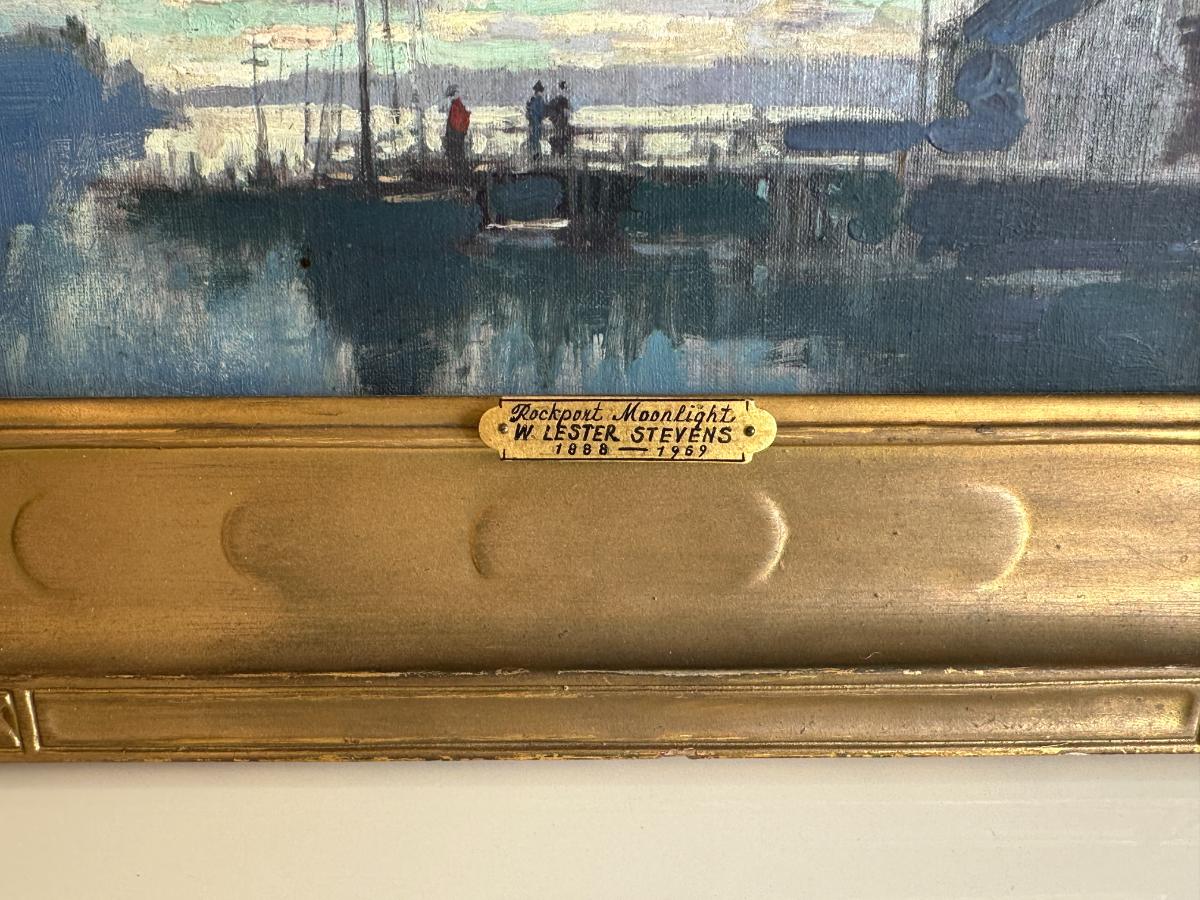 Framed Painting by William Lester Stevens "Rockport Moonlight"