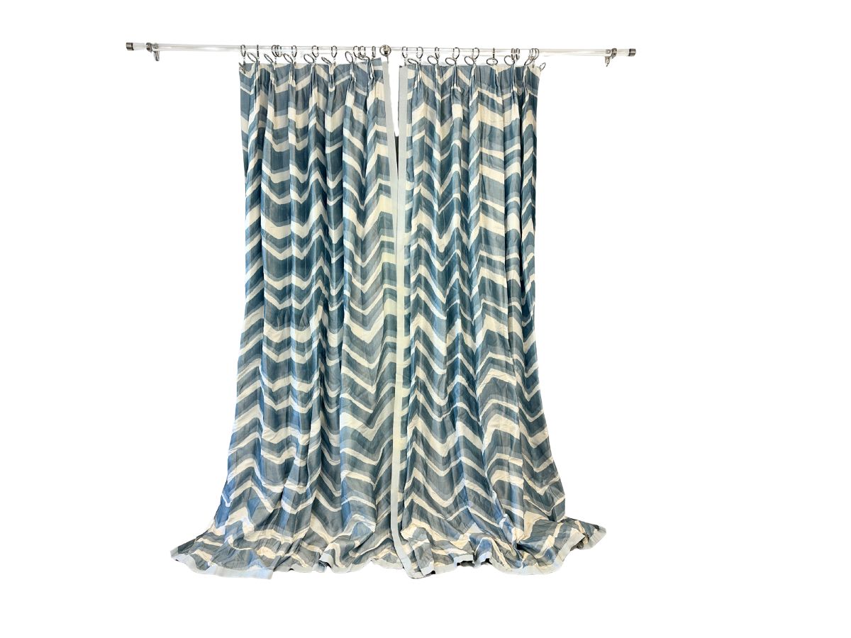 Brunschwig & Fils Chevron Bar Silk Window Panels, Set of 3