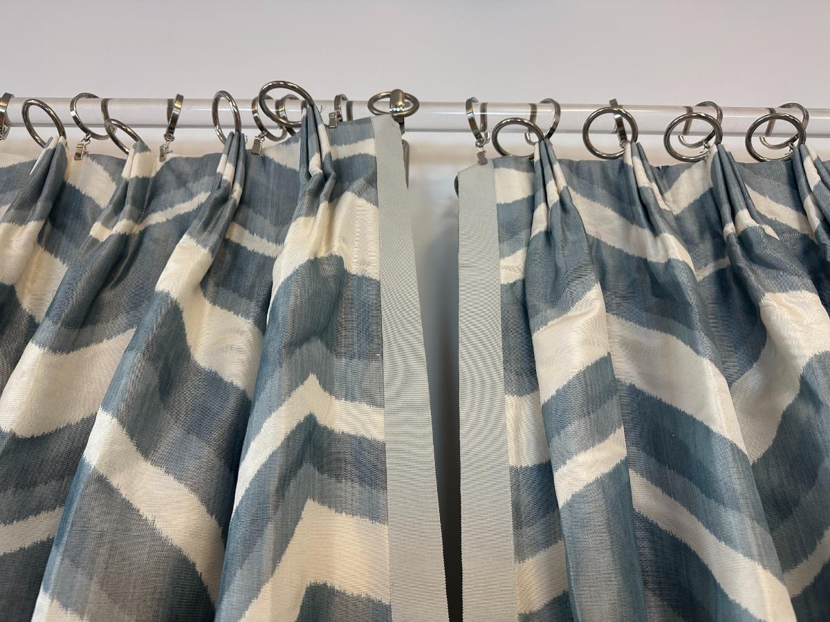 Brunschwig & Fils Chevron Bar Silk Window Panels, Set of 3