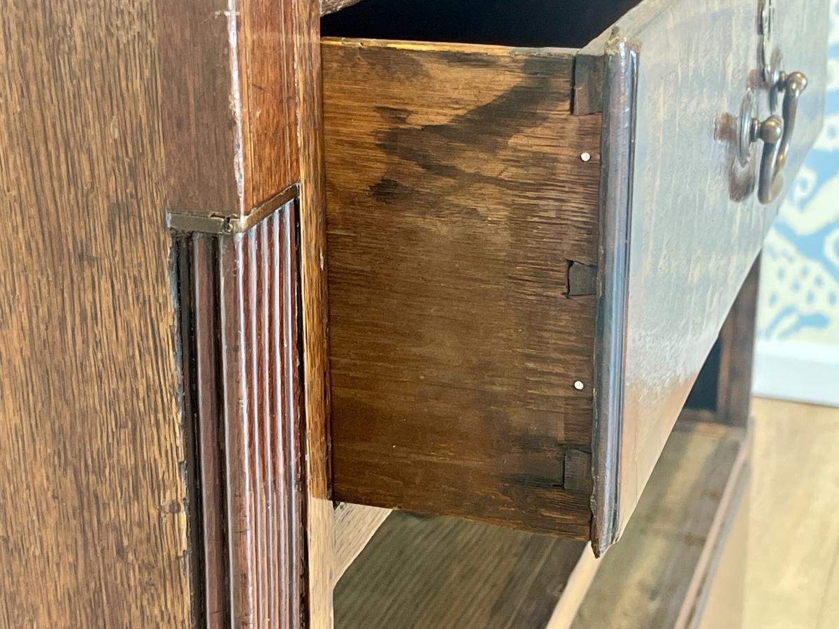 Exceptional English Oak Cupboard with Mahogany Crossbanding, Circa 1840