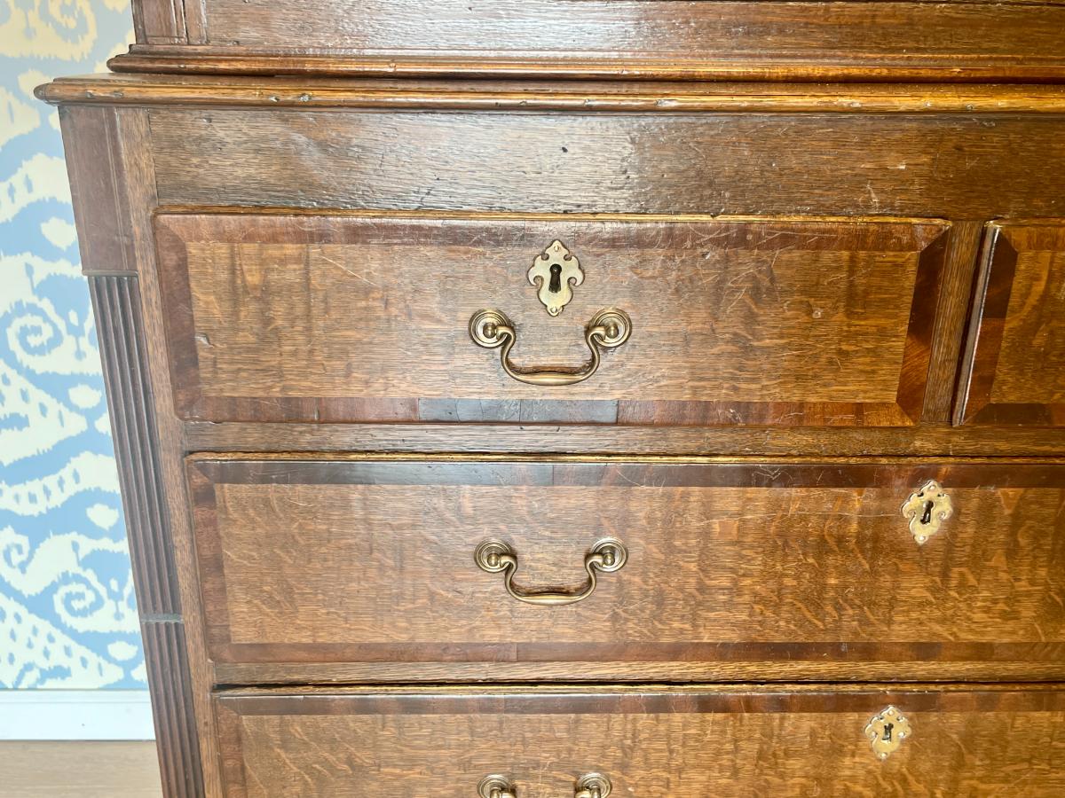 Exceptional English Oak Cupboard with Mahogany Crossbanding, Circa 1840