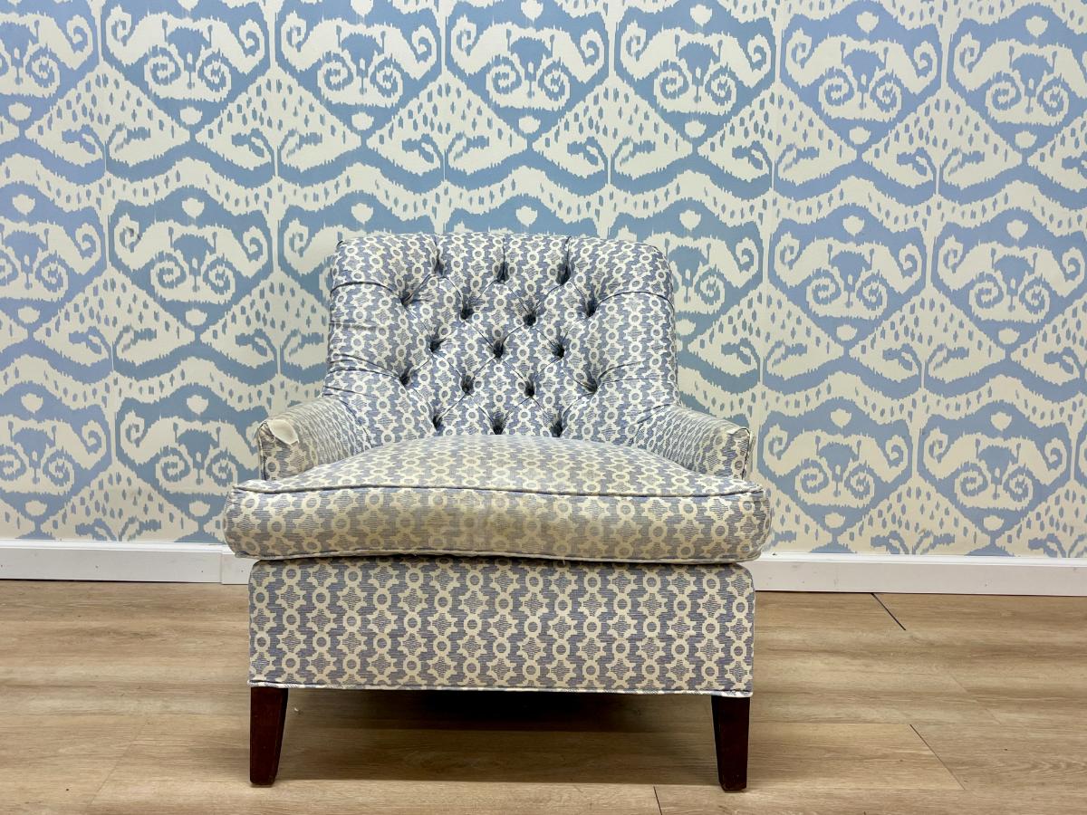 Custom Sister Parish Tufted Back Armchair