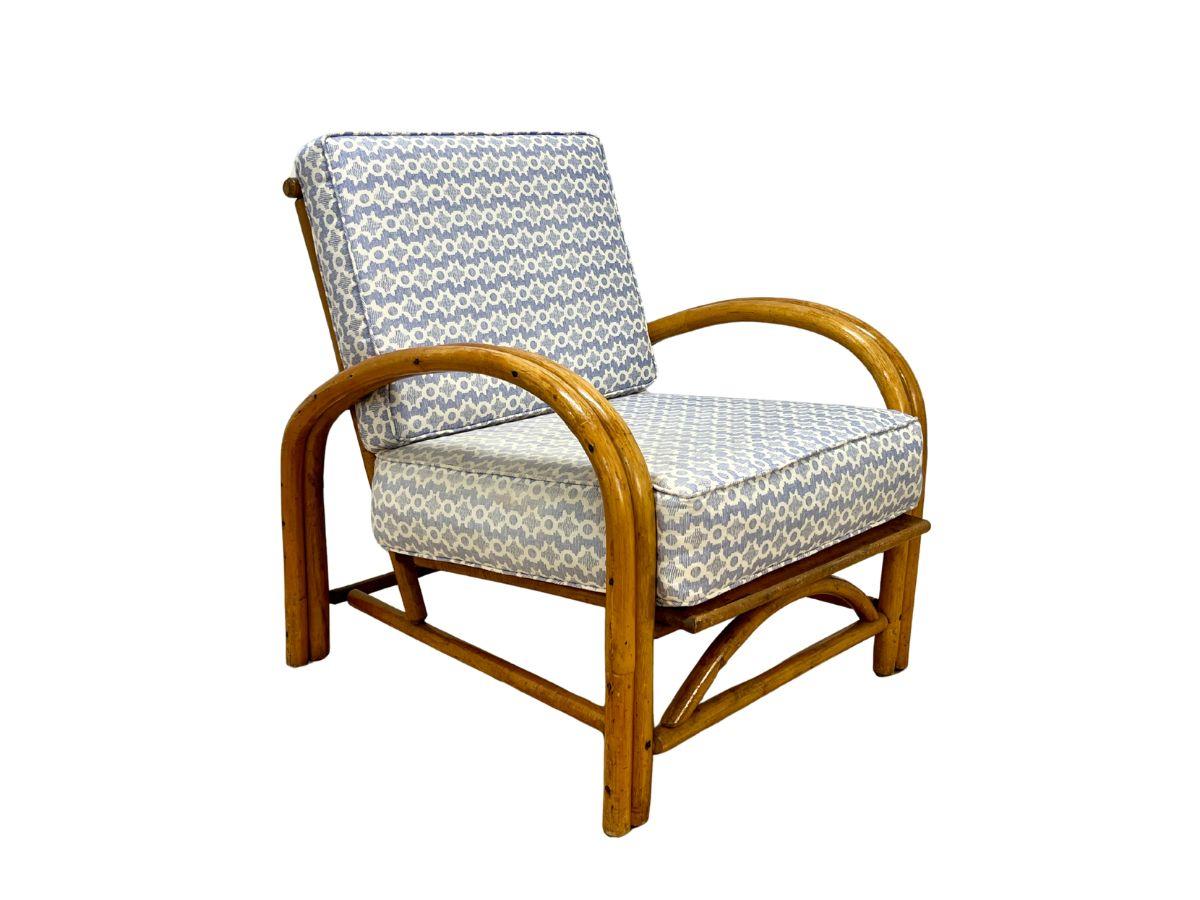 Vintage Rattan Lounge Chair in Sister Parish Clara B