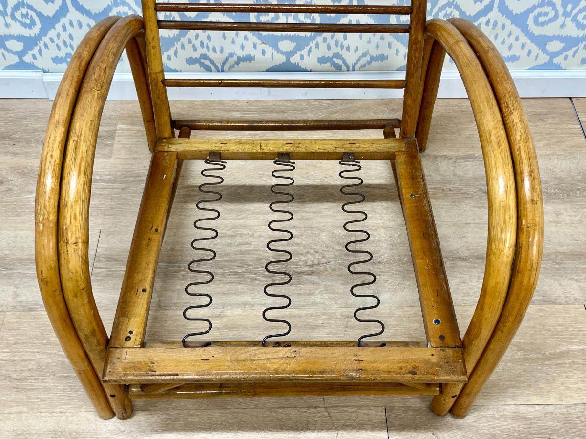 Vintage Rattan Lounge Chair in Sister Parish Clara B