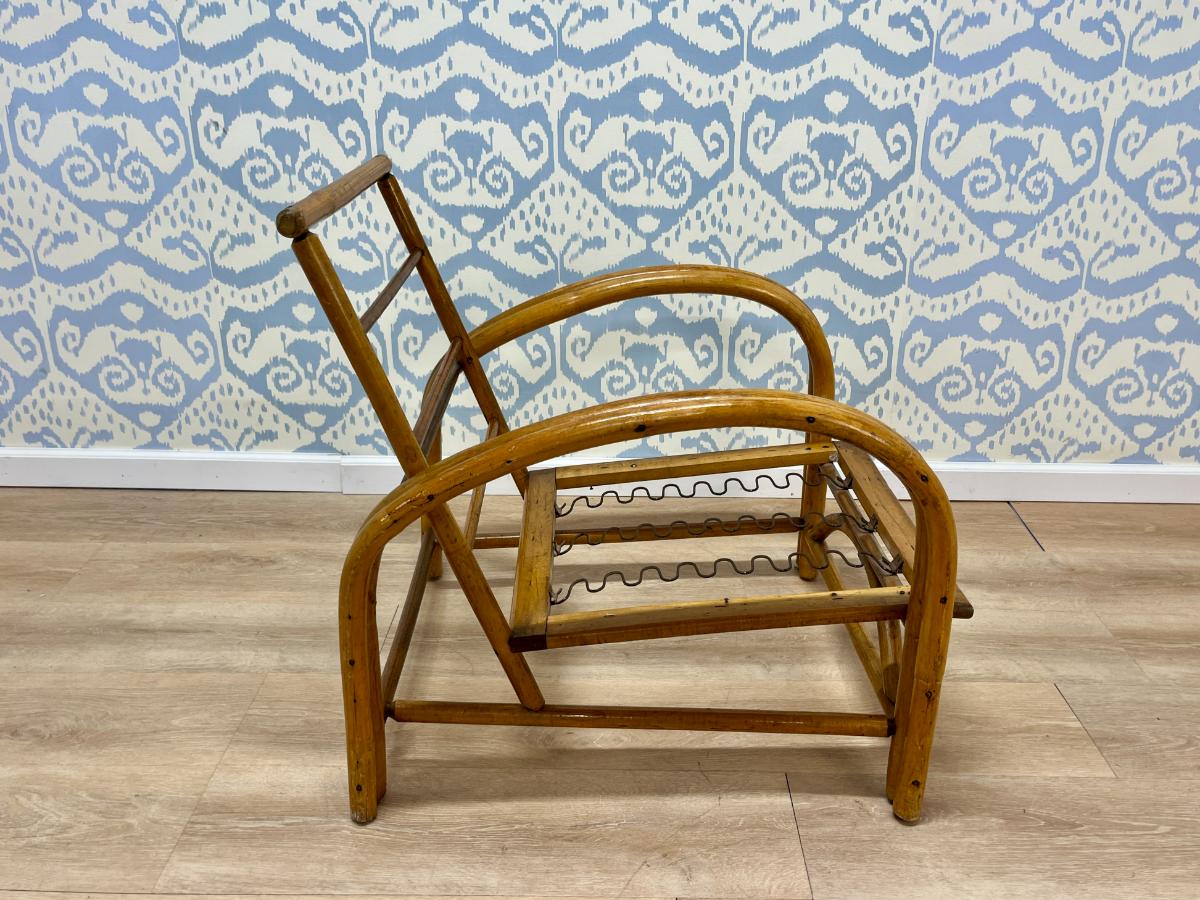 Vintage Rattan Lounge Chair in Sister Parish Clara B