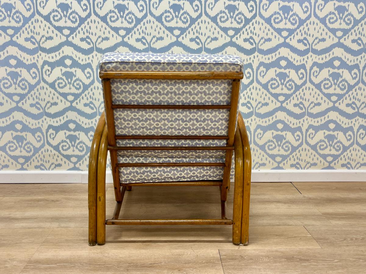 Vintage Rattan Lounge Chair in Sister Parish Clara B