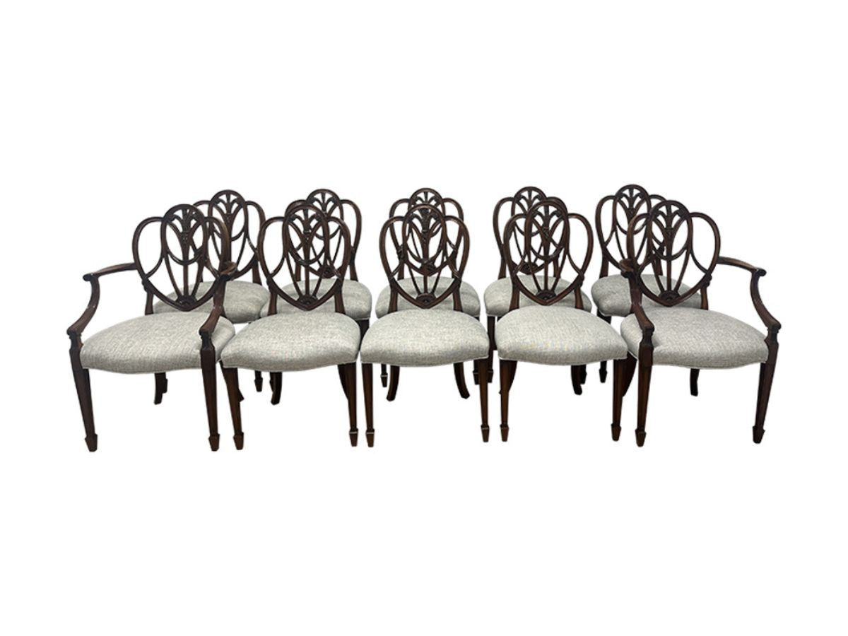 Reed & Rackstraw Dining Chairs with Schumacher Upholstery, Set of 10