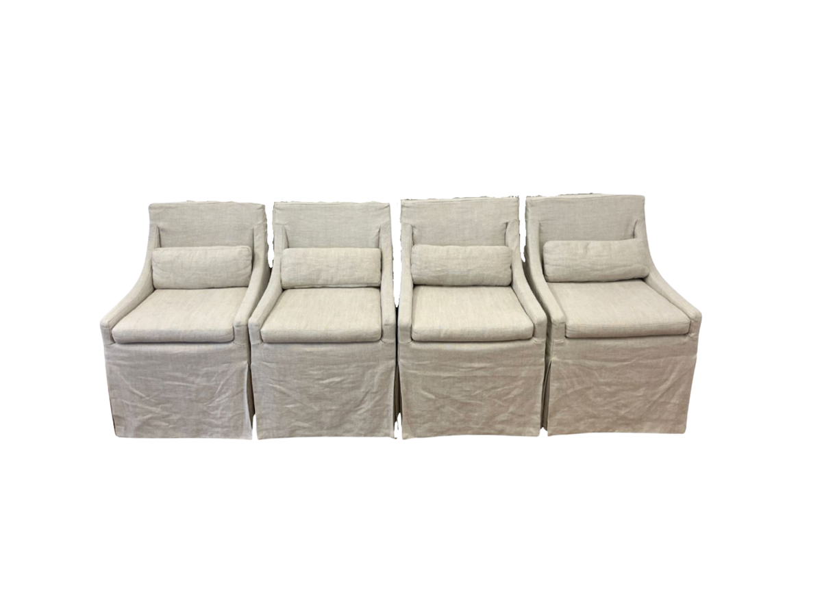 Restoration Hardware Low Belgian Slipcovered Arm Chairs, Set of 4