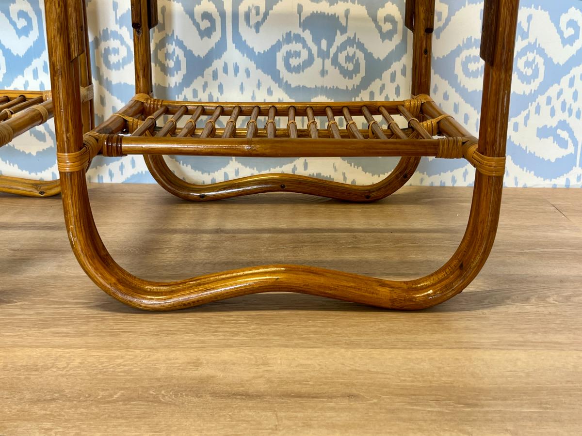 Vintage Rattan Side Tables, Pair