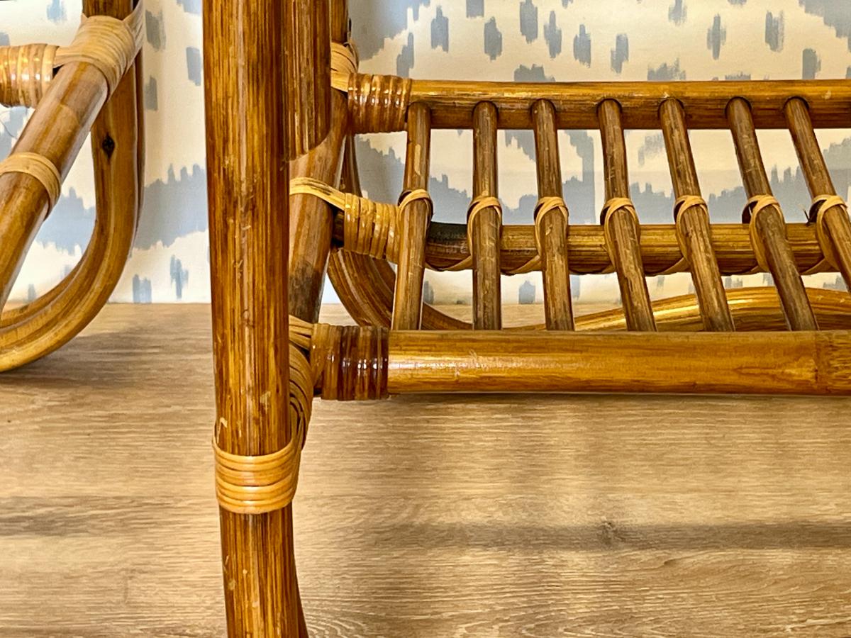 Vintage Rattan Side Tables, Pair