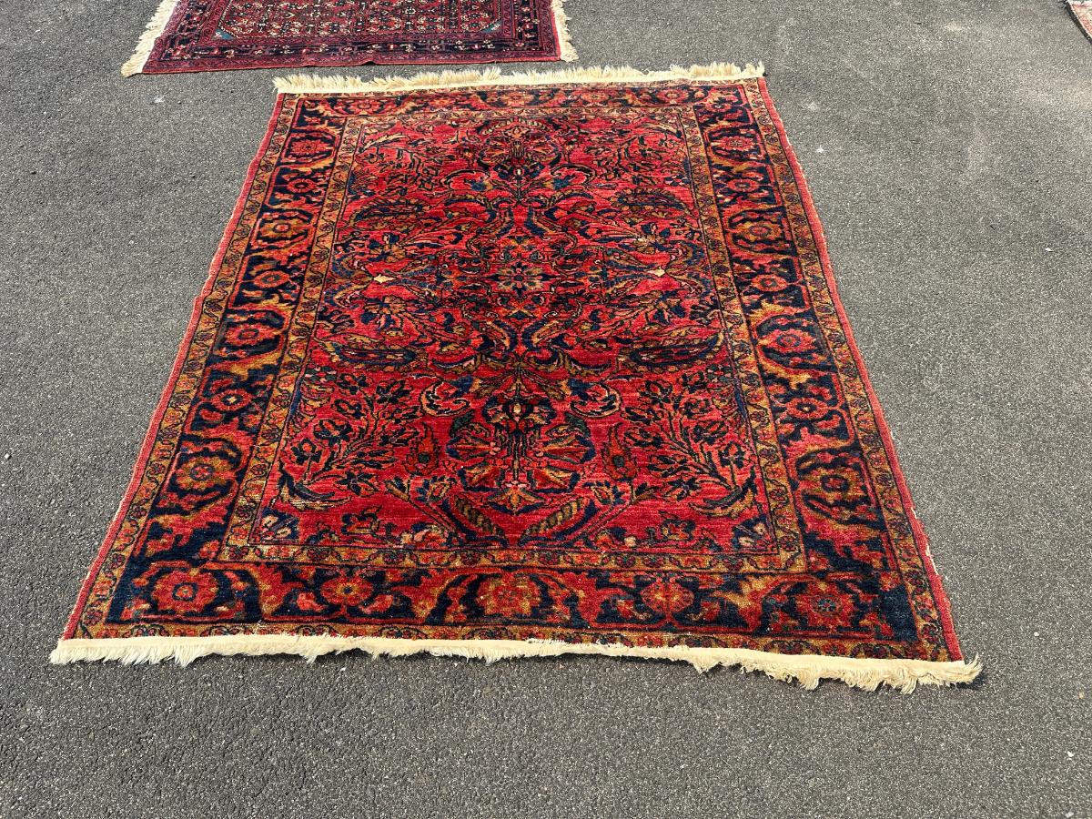 5 x 6 Vintage Red Hand Knotted Sarouk Rug